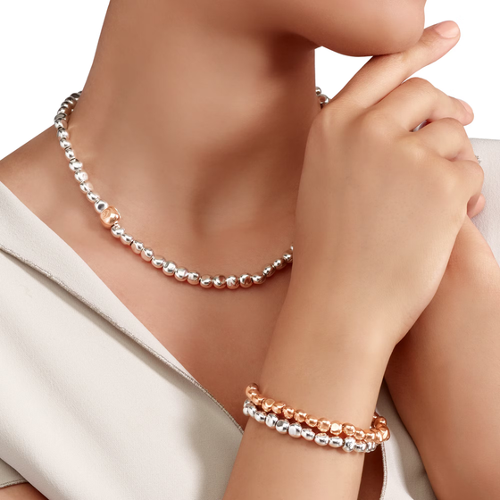 Pepita Necklace Silver & Rose Gold