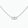 Collier Move Uno pavé, mini modèle Collier Move Uno en or blanc 18 carats, motif serti de diamants taille brillant et d'un diamant mobile en son centre.