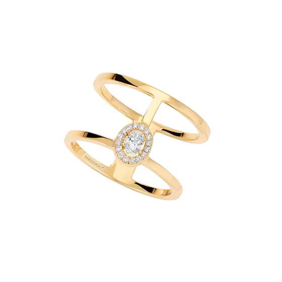 Glam'Azone 2 Rows Yellow Gold Diamond Ring