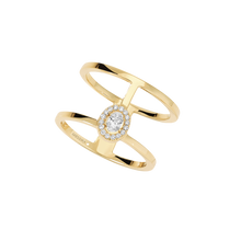  Yellow Gold Diamond Ring Glam'Azone 2 Rows