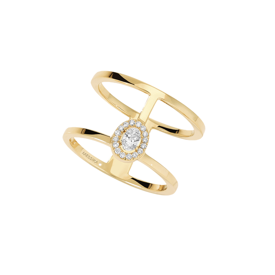 Yellow Gold Diamond Ring Glam'Azone 2 Rows