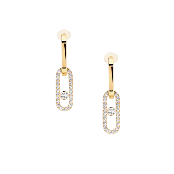 Move Link Yellow Gold Diamond Earrings