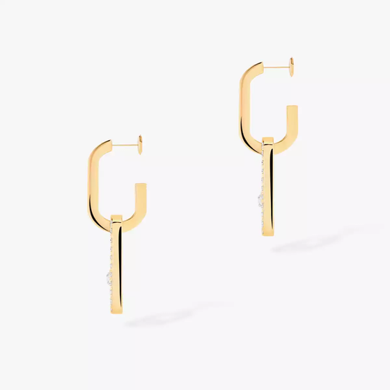 Move Link Yellow Gold Diamond Earrings