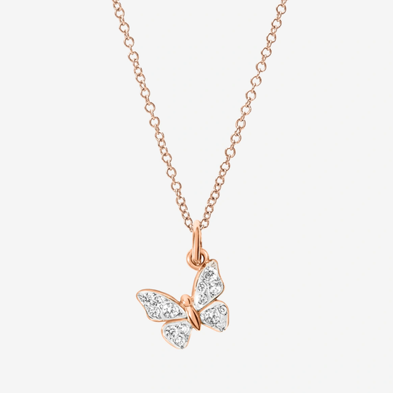 Rose Gold & White Diamond Butterfly Charm
