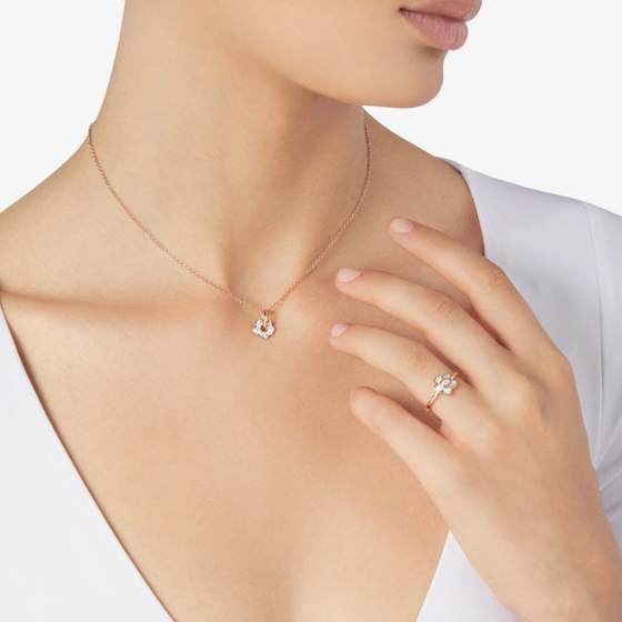 Rose Gold & White Diamond Flower Charm