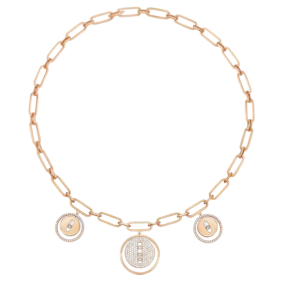 Lucky Move Charms Choker Pink Gold Diamond Necklace