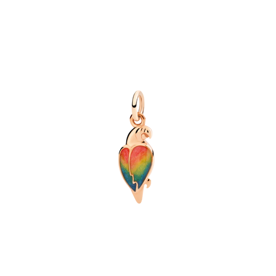 Rose Gold & Enamel Parrot Charm