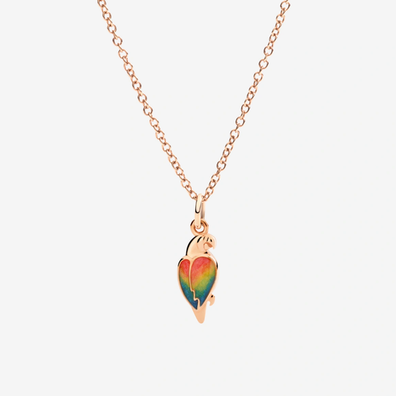 Rose Gold & Enamel Parrot Charm