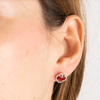 Studs, Red Quartz, Diamonds, Yellow Gold