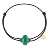 Victoria Bracelet, Green Agate, Chocolate Cord, Yellow Gold