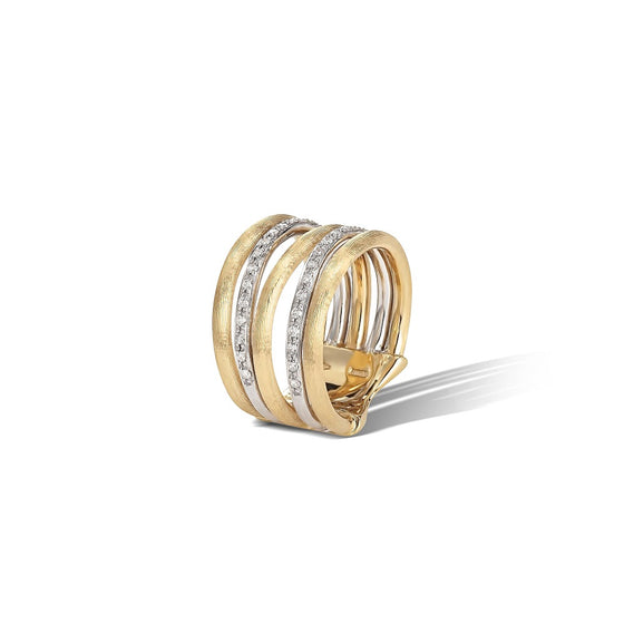 18kt yellow gold multi band ring with diamond