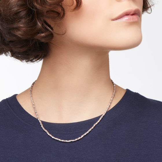 Collier Mini Granelli Argent & Or Rose