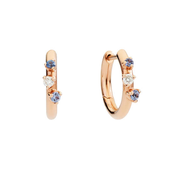 Rose Gold, Sapphire & Diamond Hoop Earrings