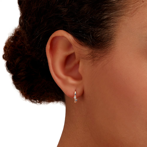 Rose Gold, Sapphire & Diamond Hoop Earrings