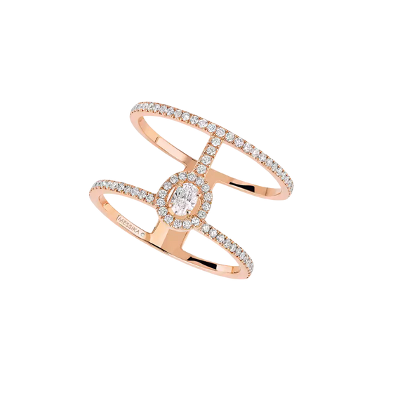 Glam'Azone 2 Rows Pavé Pink Gold Diamond Ring
