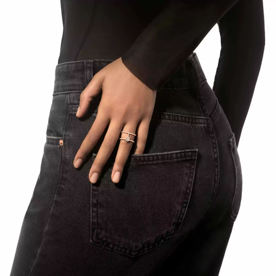 Glam'Azone 2 Rows Pavé Pink Gold Diamond Ring