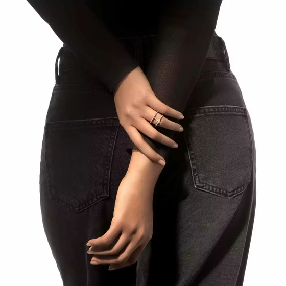 Glam'Azone 2 Rows Pavé Pink Gold Diamond Ring