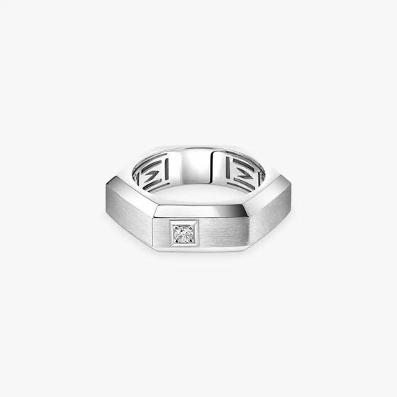 Moderniste brushed MM White Gold Diamond Ring