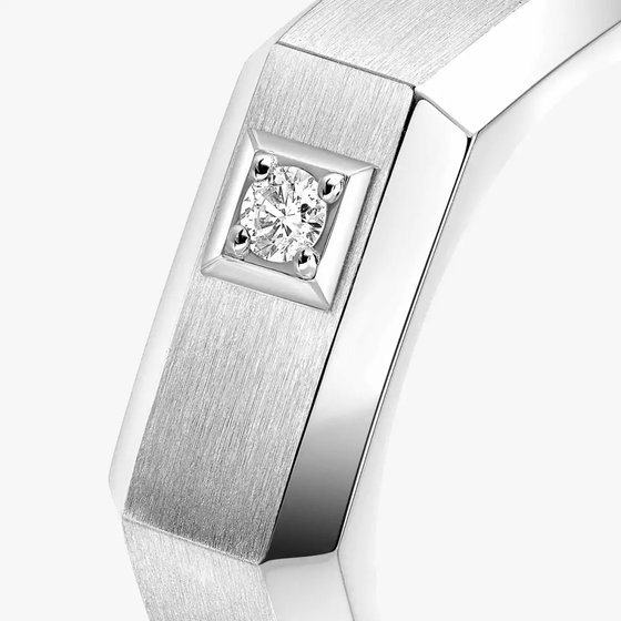 Moderniste brushed MM White Gold Diamond Ring