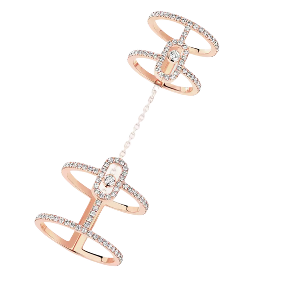 Move Uno Double Pink Gold Diamond Ring