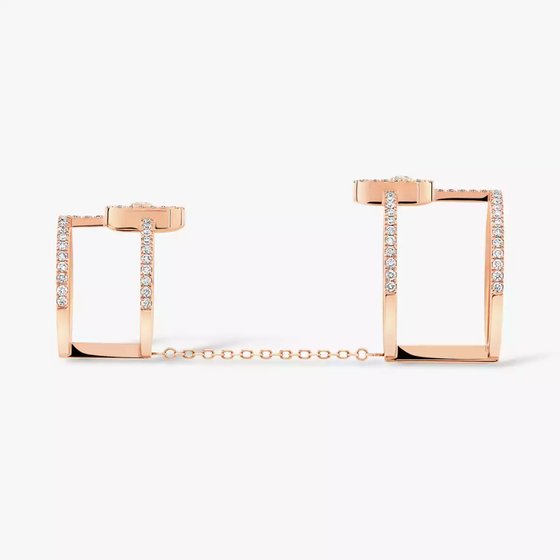 Move Uno Double Pink Gold Diamond Ring