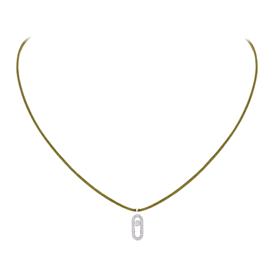 Messika CARE(S) Khaki Cord Pavé Necklace White Gold Diamond Necklace