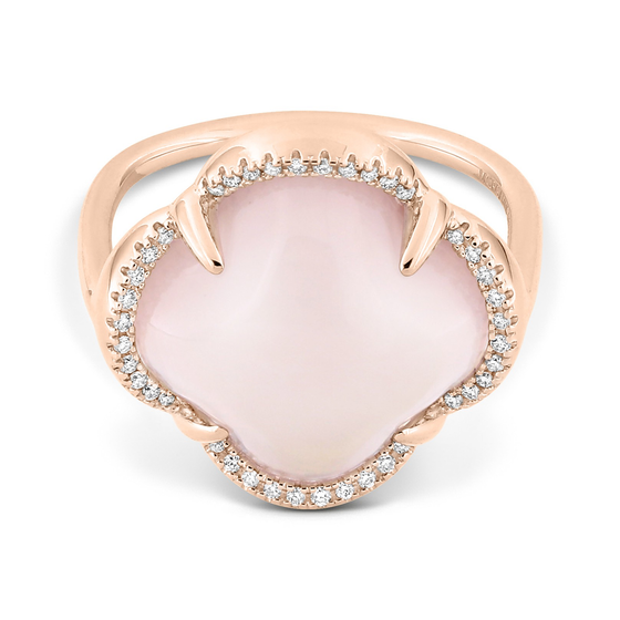 Ring, Pink Quartz, Diamond Bezel, Rose Gold