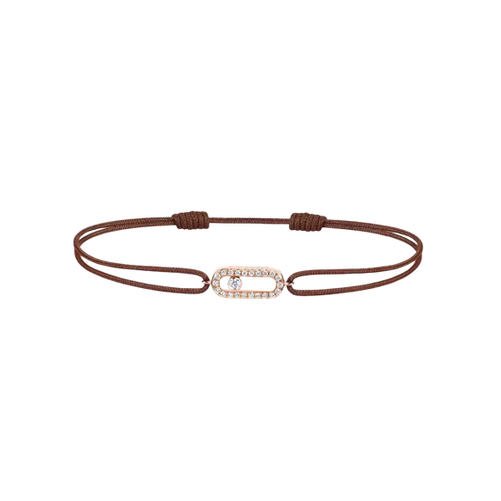 Move Uno Chocolate Cord Bracelet Pink Gold Diamond Bracelet