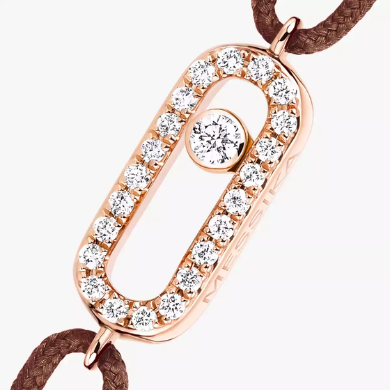 Move Uno Chocolate Cord Bracelet Pink Gold Diamond Bracelet