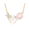 Necklace, Pink Quartz, Mother Of Pearl, Diamonds, Yellow Gold