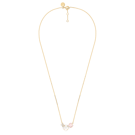 Necklace, Pink Quartz, Mother Of Pearl, Diamonds, Yellow Gold