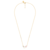 Collier, Quartz Rose, Diamants, Nacre Blanche, Or Jaune