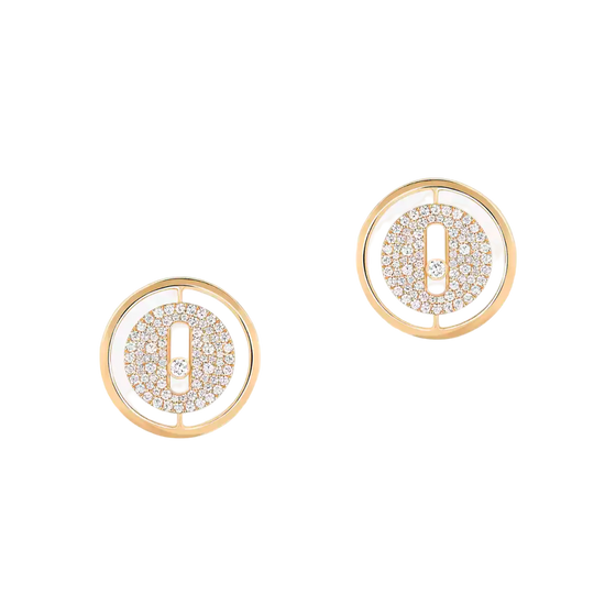 Lucky Move Diamond Pavé Stud Yellow Gold Diamond Earrings