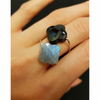 Bague, Labradorite, Or Blanc