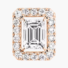 Joy emerald-cut diamond earrings, small Joy stud earrings in 18-karat rose gold with two 0.15-carat emerald-cut diamonds, elevated with a diamond entourage.