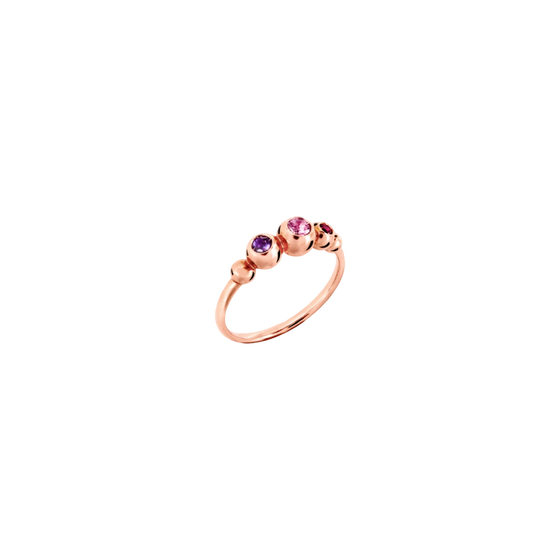 Rose Gold & Coloured Stone Bollicine Ring