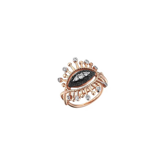 Bague pour femme en or rose et diamants blancs motif oeil. Bague 10th Eye Kismet by Milka N0RN01810062Y00.001