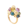 Bague pour femme en or jaune 18 carats et perles de pierres fines multicolores. Bague Africa Marco Bicego AB603_MIX02