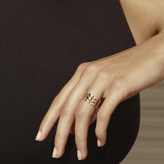 Bague pour homme et femme en or jaune, rose et blanc. Bague Capture Me Trilogy Akillis RCA0031