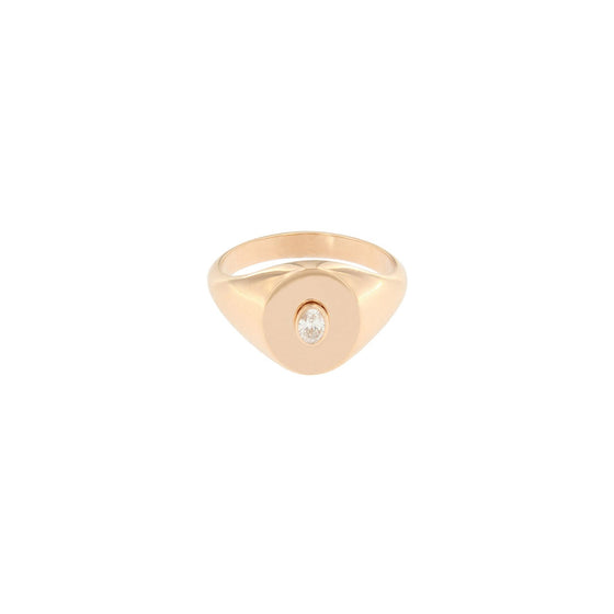 Bague chevalière pour femme en or rose et diamant  blanc. Bague Chevalière Dinos Karalis DA00609-004-01