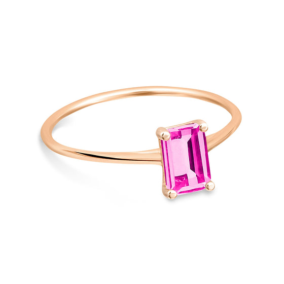 Bague pour femme en or rose et pierre topaze rose. Bague Cocktail Ginette NY RCOKPT4