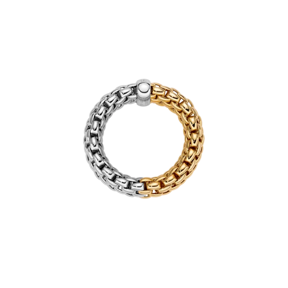 Bague pour homme et femme bicolore en or jaune et blanc. Bague Essentials Flex'it Fope 08E02AX_XX_1_XRX_00M