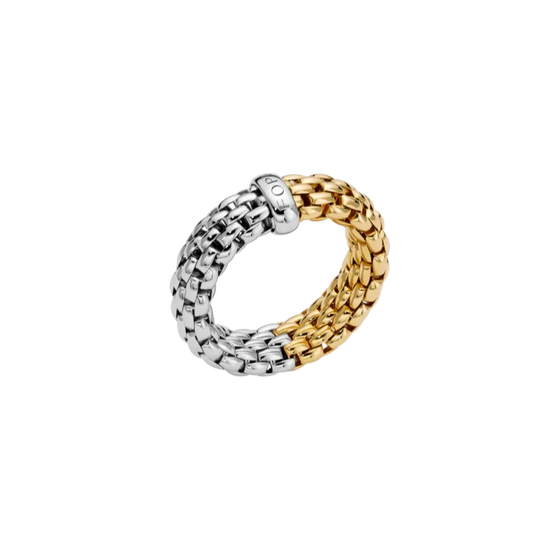 Bague pour homme et femme bicolore en or jaune et blanc. Bague Essentials Flex'it Fope 08E02AX_XX_1_XRX_00M