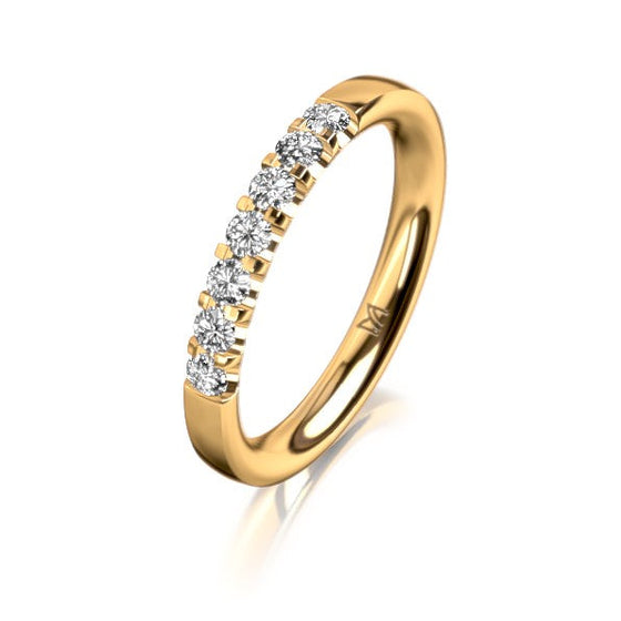 Bague de fiançailles ou alliance en platine ou en or blanc, jaune ou rose 18 carats pavé de 7 diamant. Bague Meister 115.1804