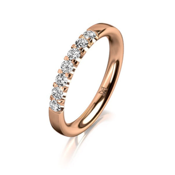 Bague de fiançailles ou alliance en platine ou en or blanc, jaune ou rose 18 carats pavé de 7 diamant. Bague Meister 115.1804