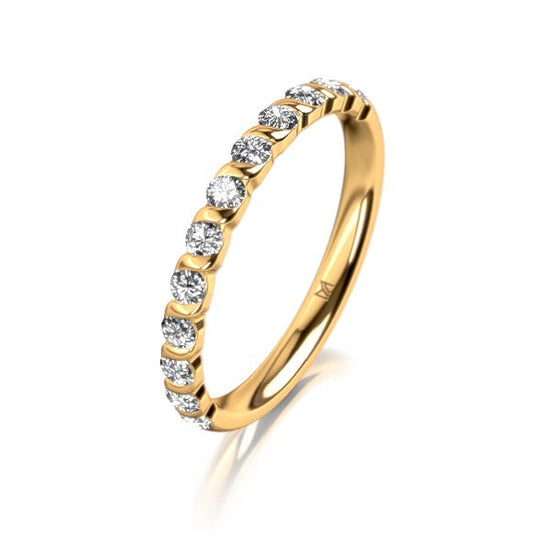 Bague de fiançailles ou alliance en platine ou en or blanc, jaune ou rose 18 carats avec un motif torsadé pavé de 12 diamants. Bague Meister 115.5103