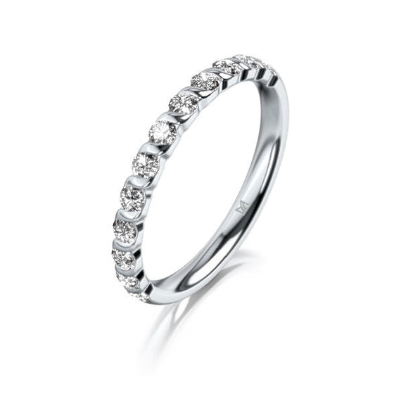 Bague de fiançailles ou alliance en platine ou en or blanc, jaune ou rose 18 carats avec un motif torsadé pavé de 12 diamants. Bague Meister 115.5103