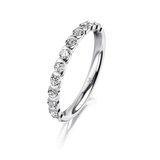 Bague de fiançailles ou alliance en platine ou en or blanc, jaune ou rose 18 carats avec un motif torsadé pavé de 12 diamants. Bague Meister 115.5103