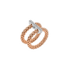 Bague double pour femme en or rose et diamants blancs. Bague Double Mesh Prima Flex'it Fope 74008AX_BB_R_XBX