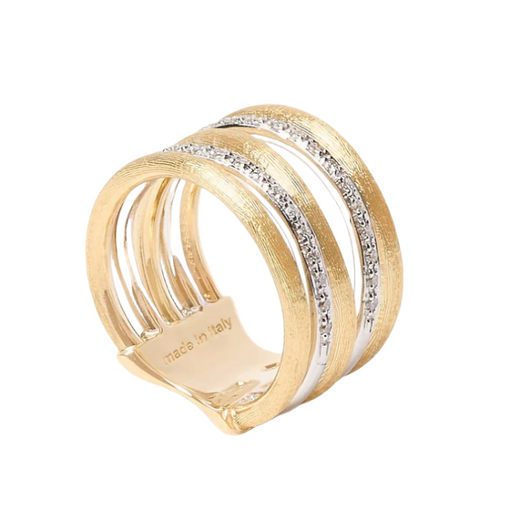 Bague pour femme en or jaune et blanc 18 carats et diamants blancs. Bague Jaipur Link Marco Bicego AB479-B